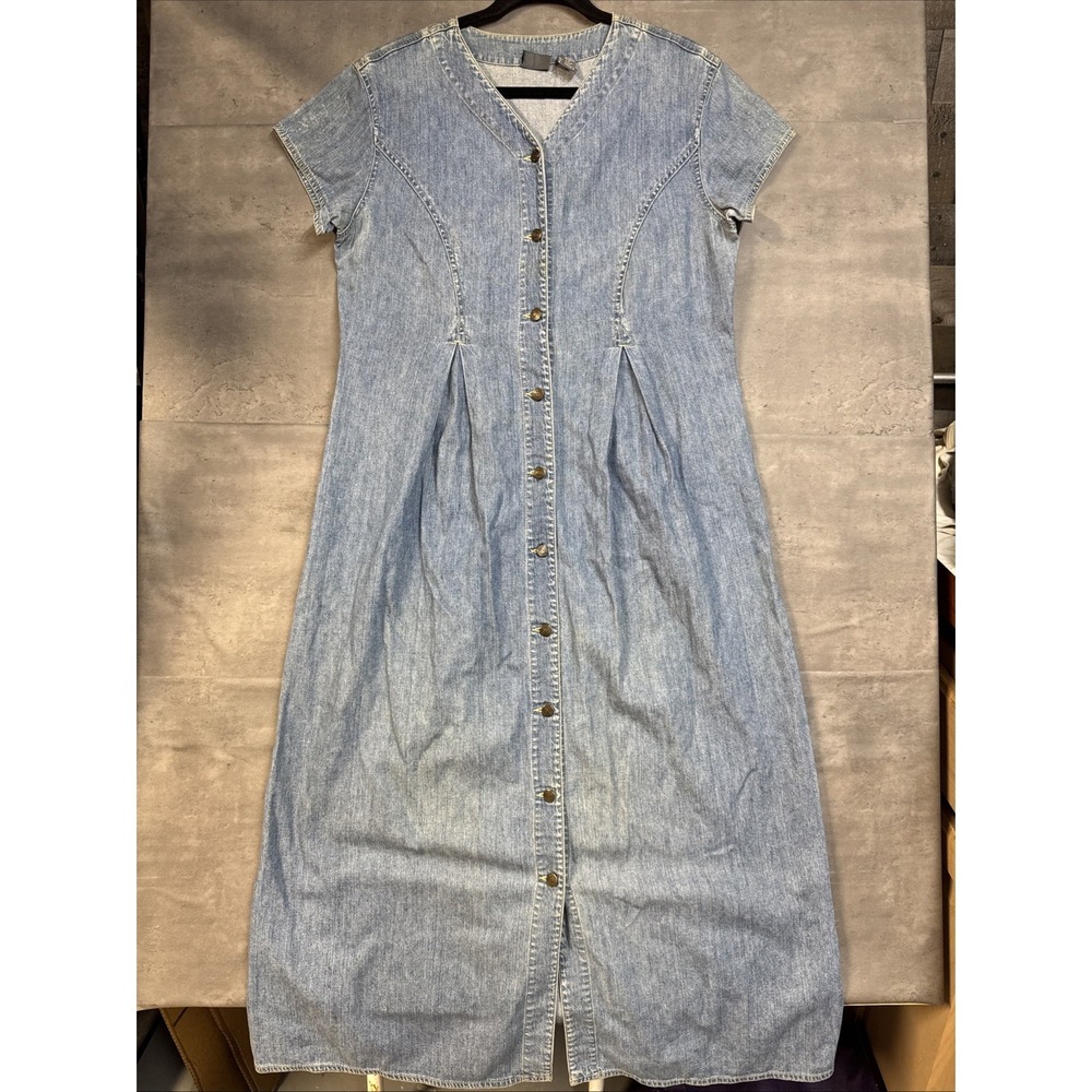 Liz Wear vintage 90's  denim dress Full Length Button Down Sz Lg